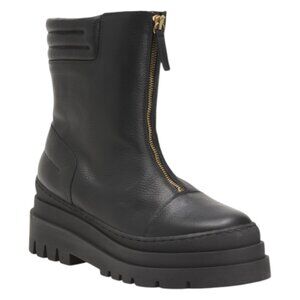 MOUSTACHE Leather Front Zip Casual Booties